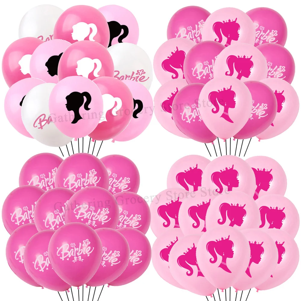 

12Pcs Barbie Latex Ballons Party Supplies Girl Princess Favors Birthday DIY Party Decoration Inflate Helium Globos Scene Layout