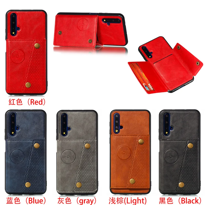 Premium PU Leather Wallet Shockproof Case with Magnetic Car Holder and Multi-Card Slots
