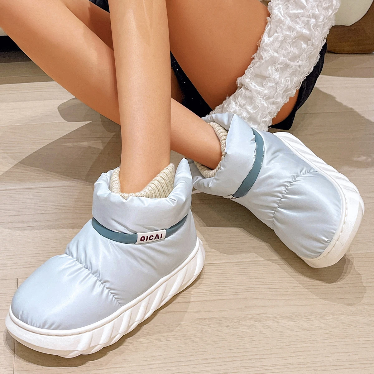 

Женские зимние теплые плюшевые ботинки с хлопковой подкладкой, зимние ботинки, женские нескользящие ботильоны на платформе, 2023