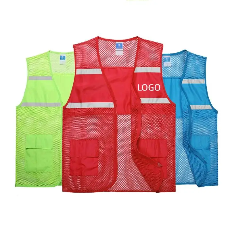 Veste de sécurité pour la pêche sans manches respirante avec filet et logo personnalisable