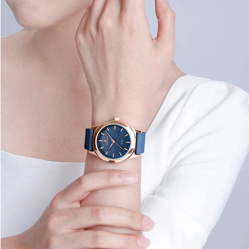 NAVIFORCE Unique Design Flower Dial Women Quartz Watch Silica Strap Fashion Luxury Waterproof ladies Wristwatch Relogio Feminino 3