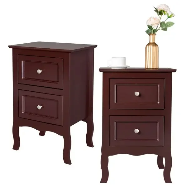 Country Style 2-Tier Nightstands (Set of 2) 2
