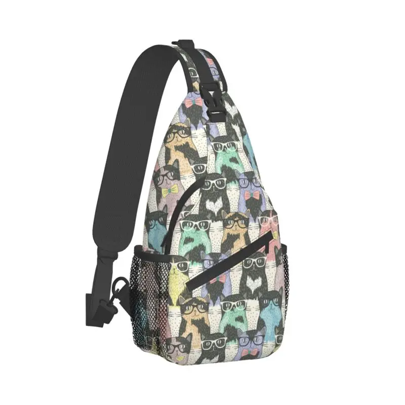 

Casual Hipster Cute Cats Sling Bag for Cycling Camping Men Funny Kitten Crossbody Chest Backpack Shoulder Daypack