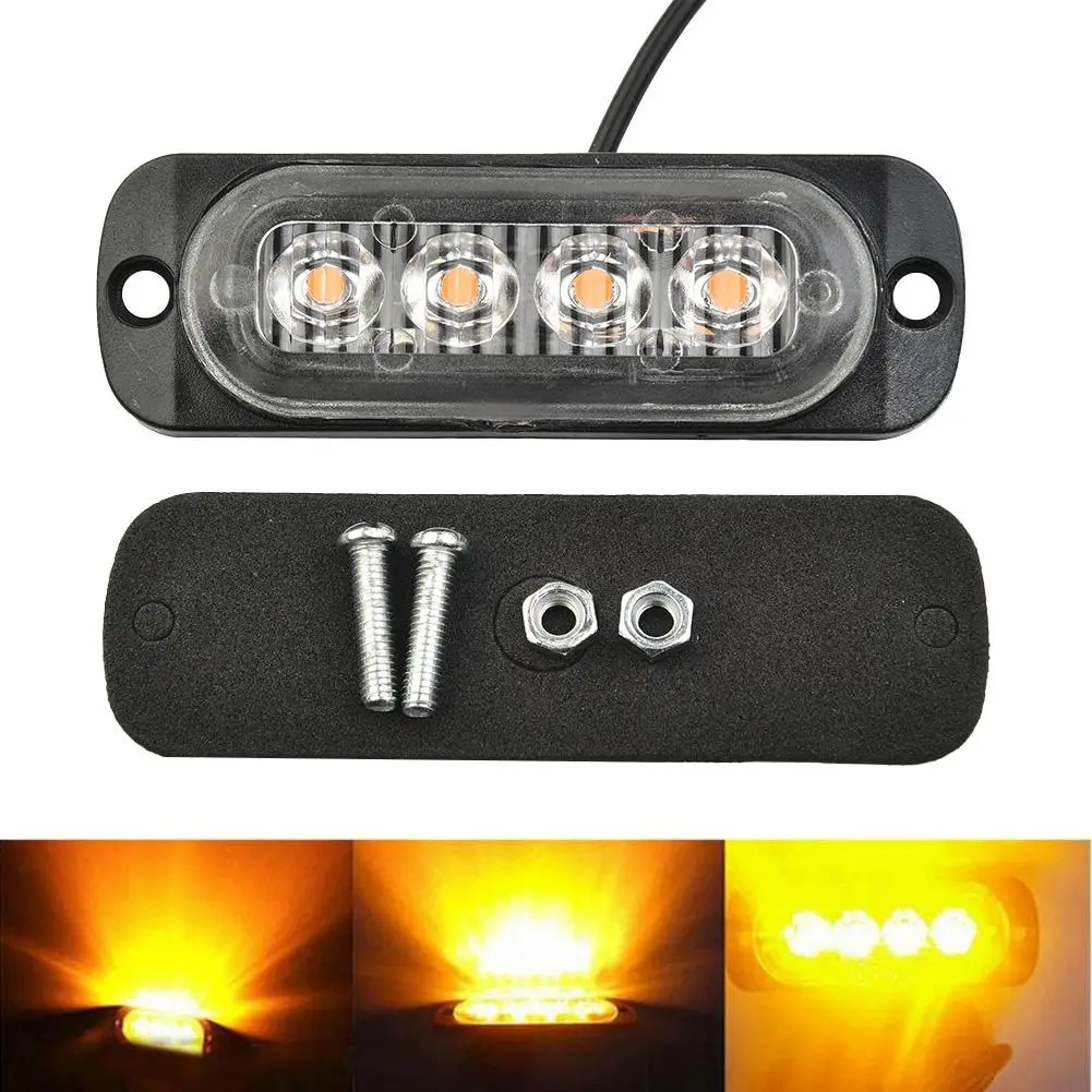 

1 Set 12-24V 12W 4LED Yellow Truck Van Bar Off-road Car Urgent Fog Light Lamp Car Urgent Light Car Replacement Parts