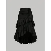Irregular Ruffles Tiered Skirt Sweet Spicy Wind Layered Ruffle Edge Tied Skirt for Summer Holiday Sexy Elegant Women Beach Dress - Image 5