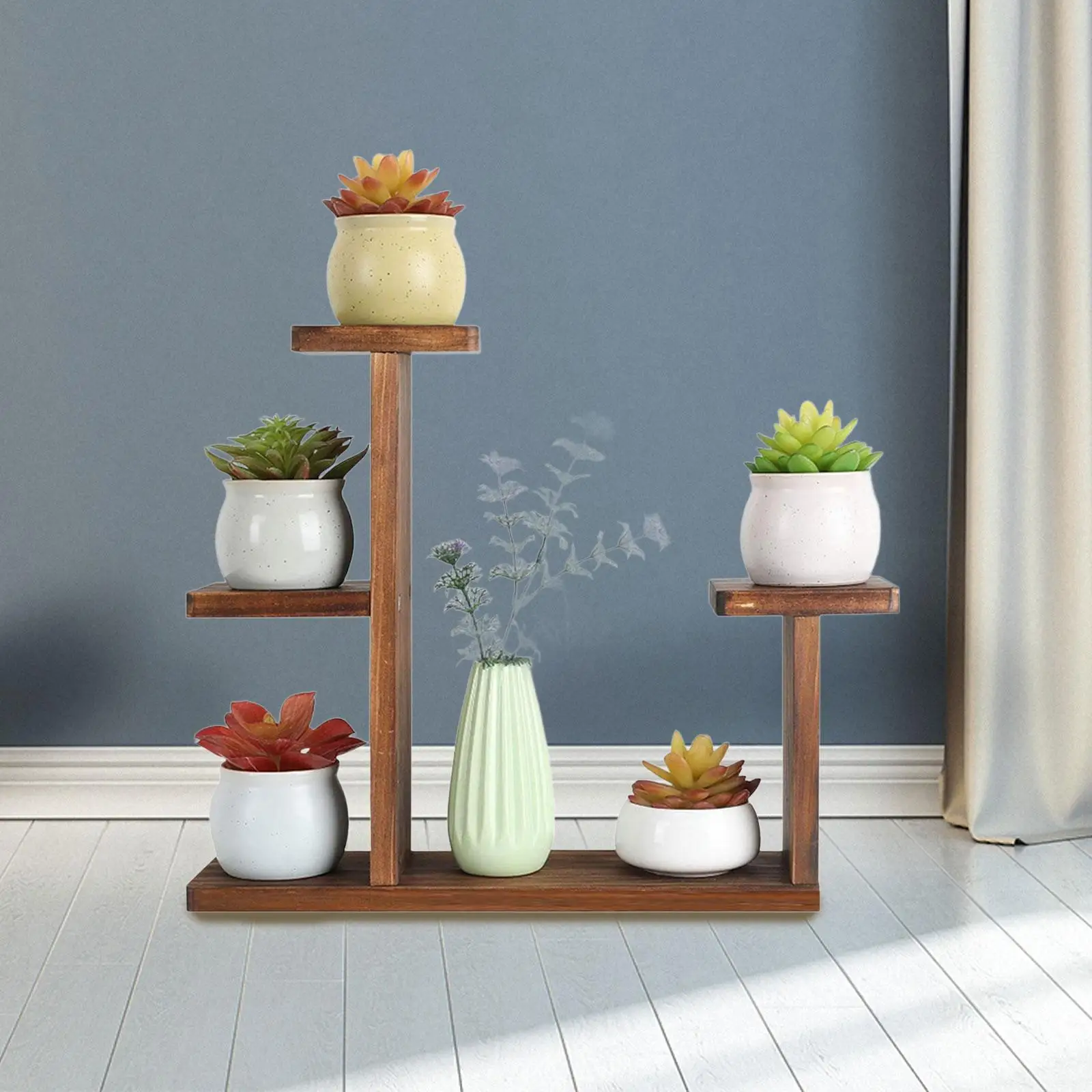 Wooden Plant Stand Floor Multilayer Flower Shelf Creative Versatile Practical Plant Display Rack Flower Pot Stand for Balcony