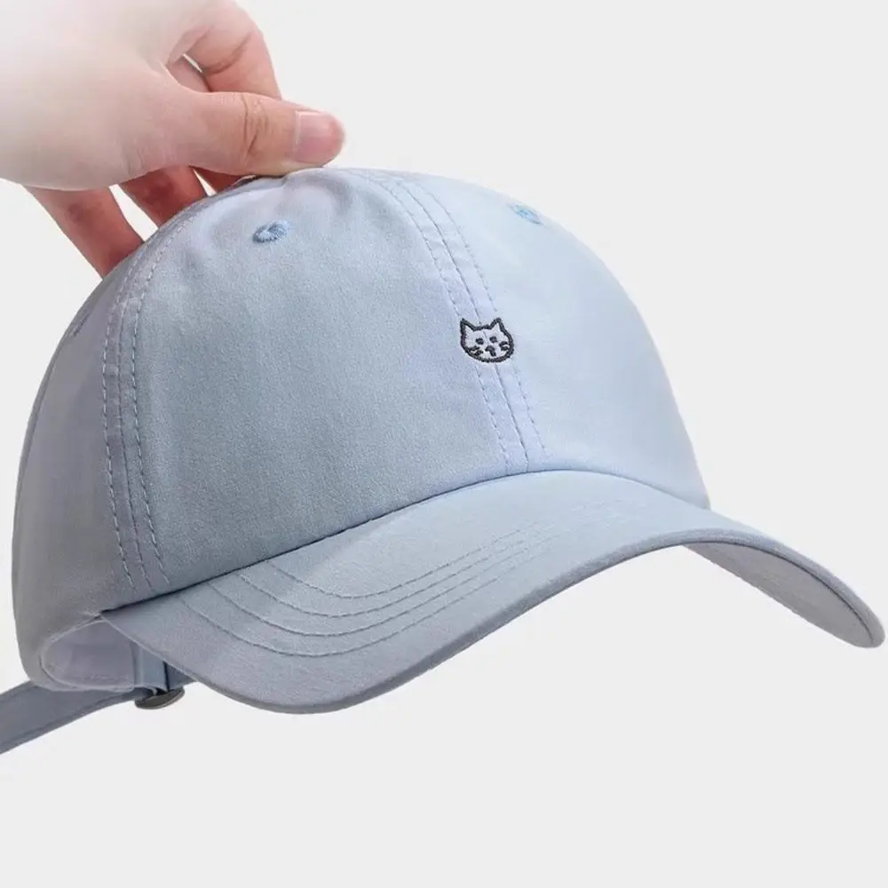 Modische bestickte Baseballkappe mit Cartoon-Katze, atmungsaktiver Sonnenschutzhut, verstellbarer Hut mit breiter Krempe – Detail 4