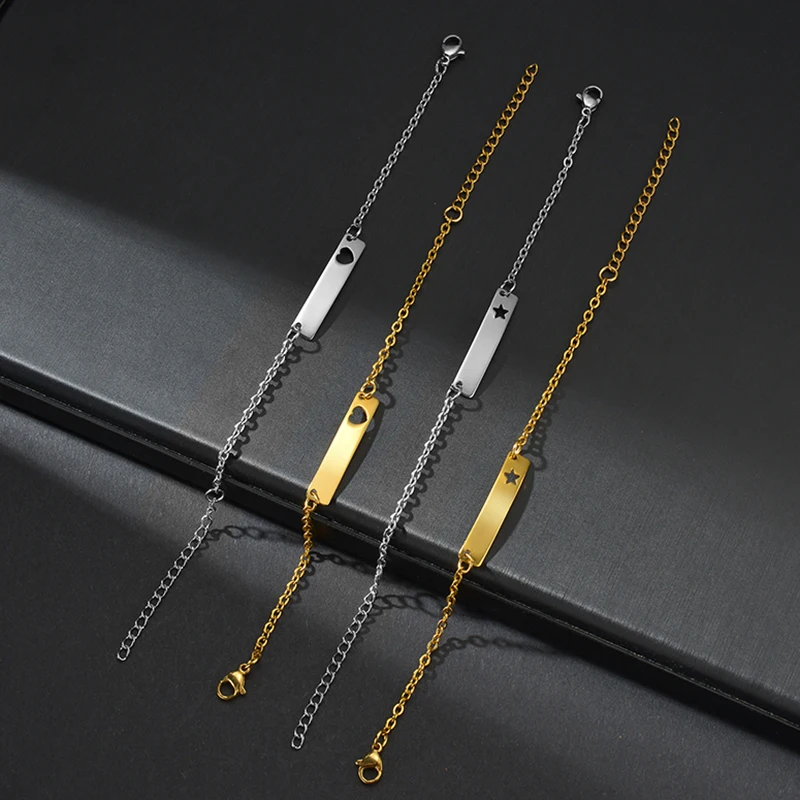 Engraved Stainless Steel Baby Bar Bracelet Anklet Custom Name ID Bracelets for Children Kid Personalized Gift Dropshipping 3