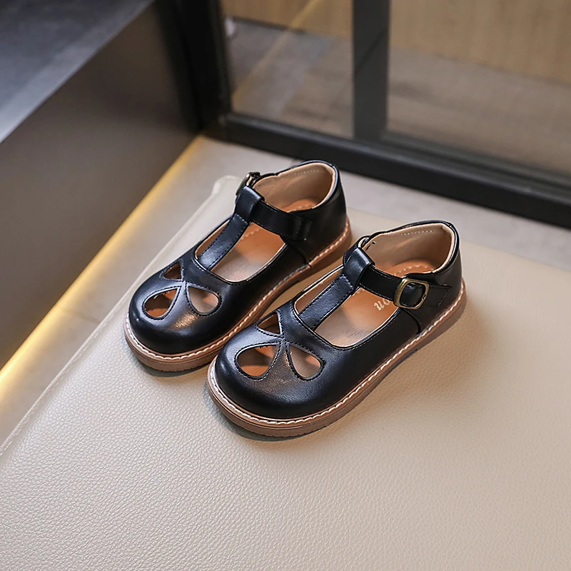 summer fashion big girl water drop hollow shallow mouth all soft soled small leather shoes leather shoes girls shoes girls flats
