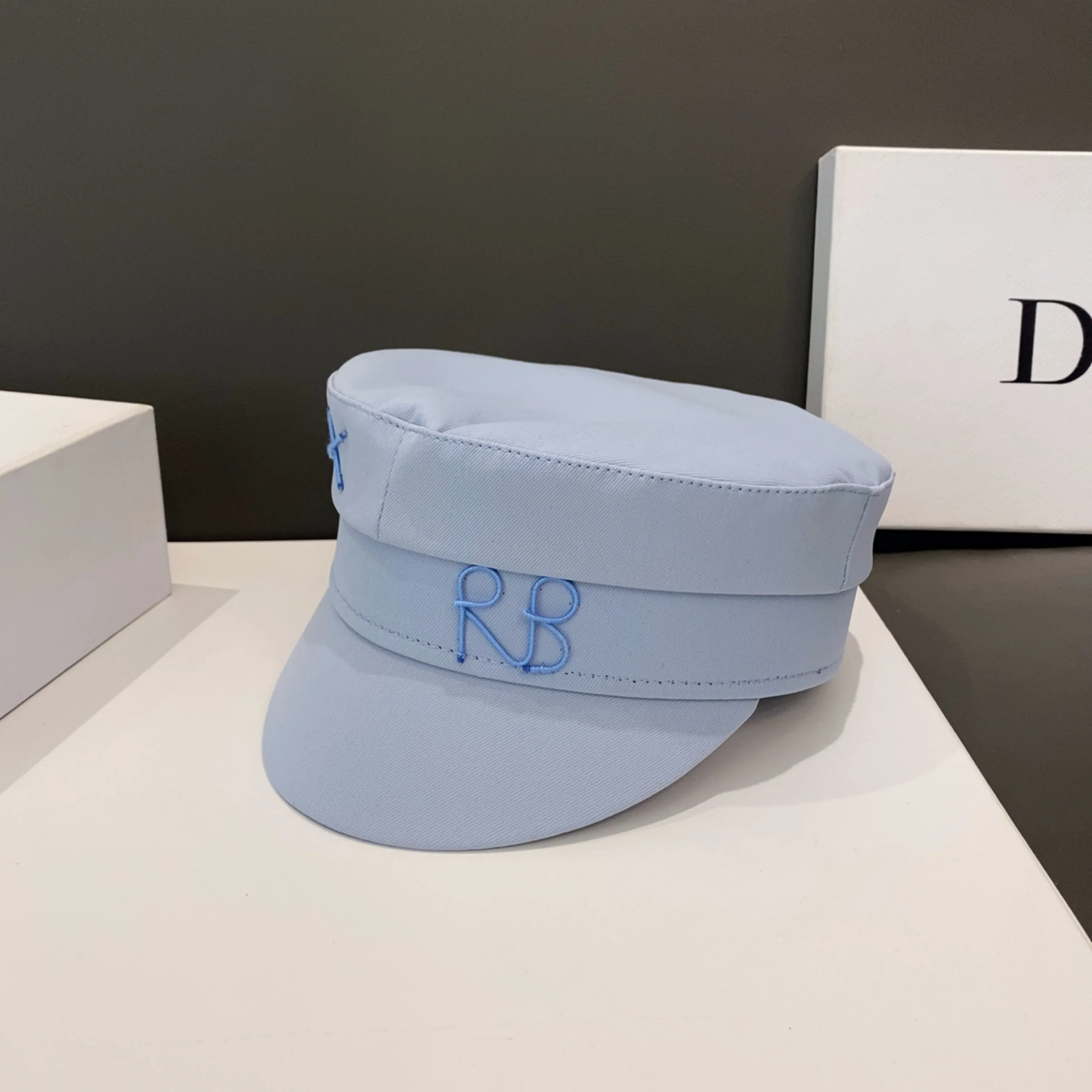 Newsboy Caps with Letter Decoration for Women Stylish Blue Fat Caps