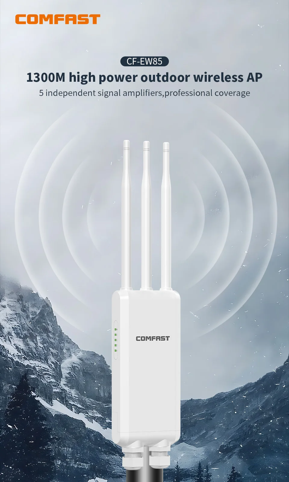 COMFAST High Power AP AC1300 Outdoor Wireless Access Point AP Dual Band Router PoE/DC Gigabit Long Range Coverage CF-EW85