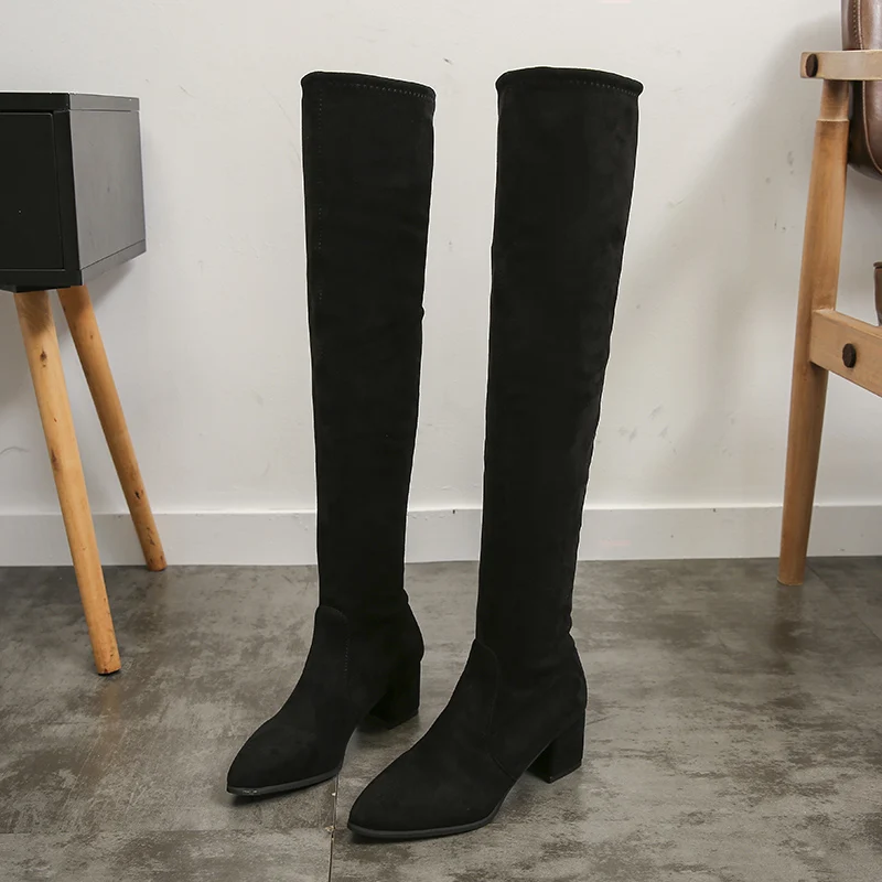 Dij Hoge Laarzen Vrouwen 2021 Winter Mode Nieuwe Overknee Laars Vrouwelijke  Sexy Hakken Suède Schoenen Rode Warm Bont Zwart wees Plus Size|Over de knie  laarzen| - AliExpress