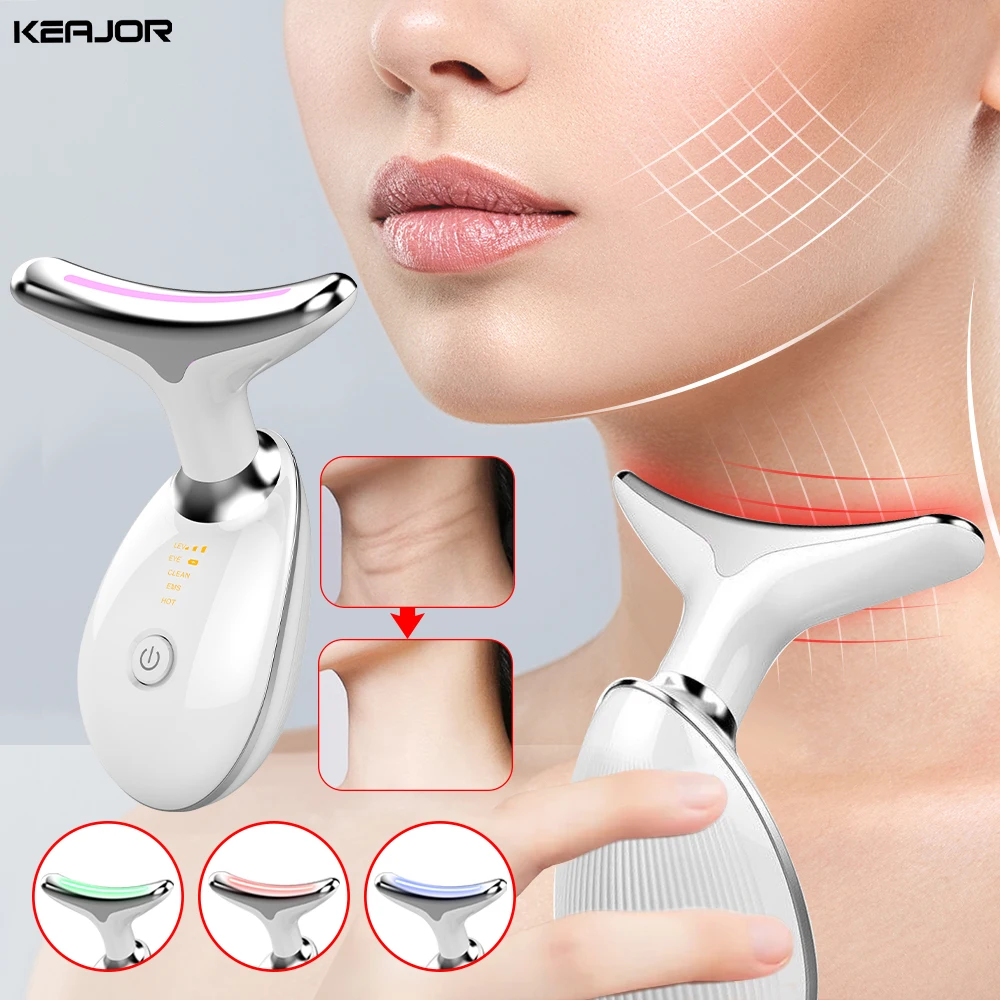 Facial Massager Neck Beauty Device with LED Light EMS V Face Anti Wrinkle Neck Skin Lifting Tighten Machine Double Chin Remover facial machine