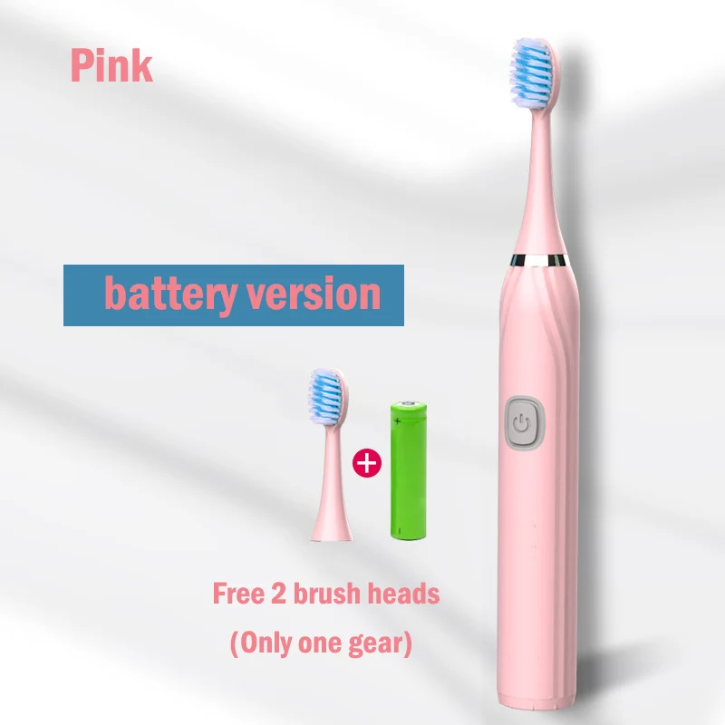thumbnail image 1 of Cepillo de dientes eléctrico IPX7, resistente al agua, sónico, limpieza profunda, blanqueamiento, cerdas suaves DuPont, botón grande, vibración, 1 of 5