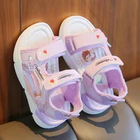 صنادل Sandalias Princess Sandals Summer New Cartoon Girl Shoe Soft Sole Baby Sandals Fashion Beach Shoe Flat Sandals Kid Shoe 샌들 1