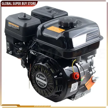 Motore a Benzina 7.0 HP con Albero Orizzontale, Avviamento Elettrico, 4 Tempi, 210CC, OHV, Raffreddato ad Aria, Avviamento a Strappo, 3600 Giri/Min