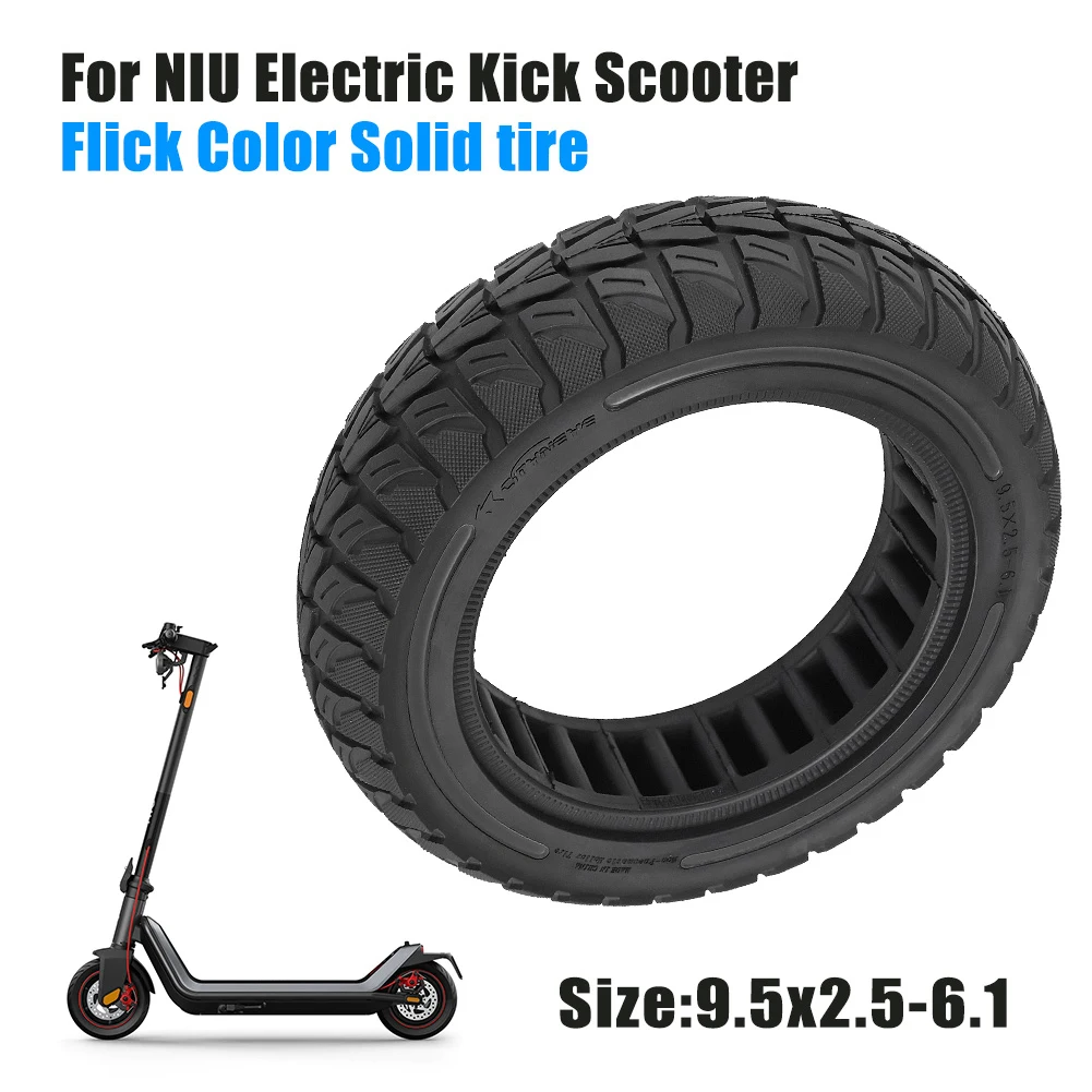 

9.5x2.5-6.1 Electric Scooter Solid Tire Replacement for NIU Eectric Kick Scooter Flick Color Solid Shock-absorption Rubber Tire