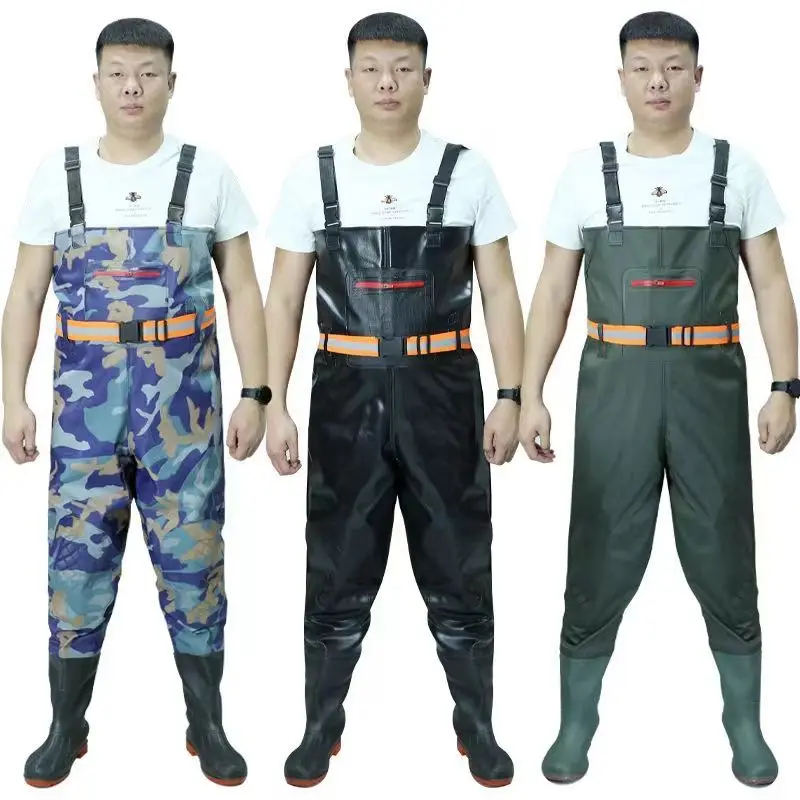 남성용 방수 낚시 작업복 야외 웨이딩 팬츠 일체형 발목 장화 바다에서의 수산물 채집 및 캠핑용 전신 수트
