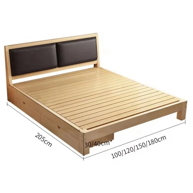 Leather Case Headboard Solid Wood Board Cheap Hotel Beds for Apartment
