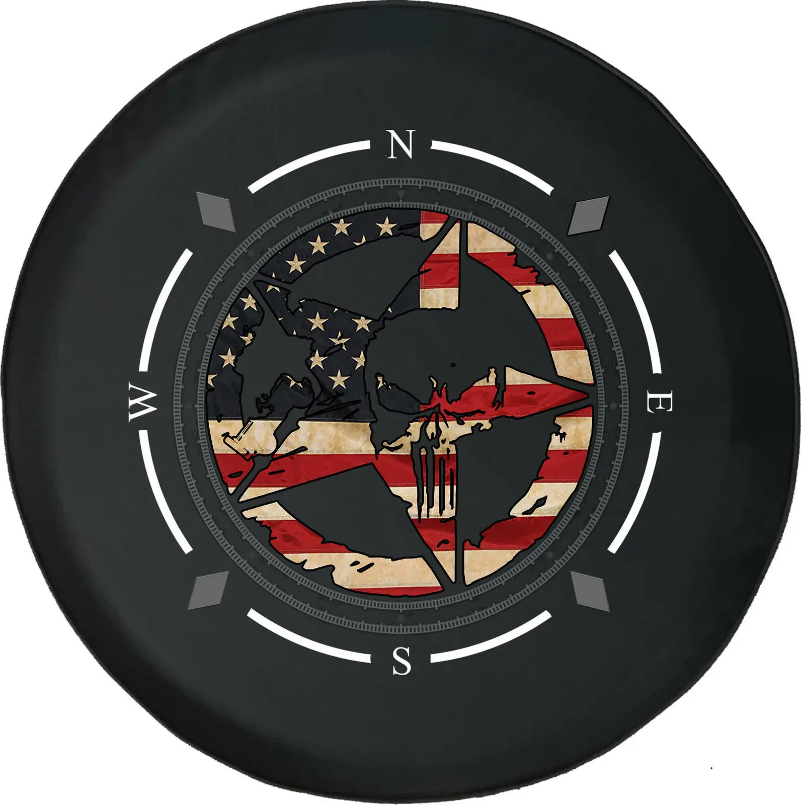 

Compass American Flag Military Skull Fits Spare Tire Cover many vehicles