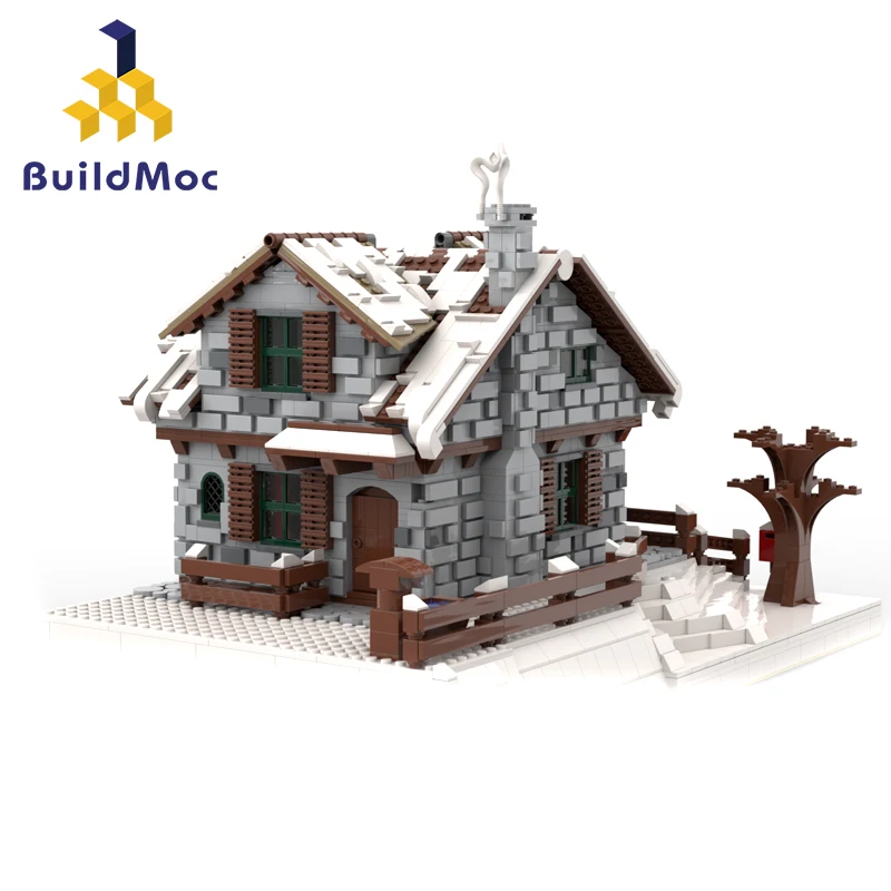 Buildmoc 38793 Winter Chalet Neige Chalet Resort Christmas Construction Blocs Giocattoli Per Bambini Compatibili