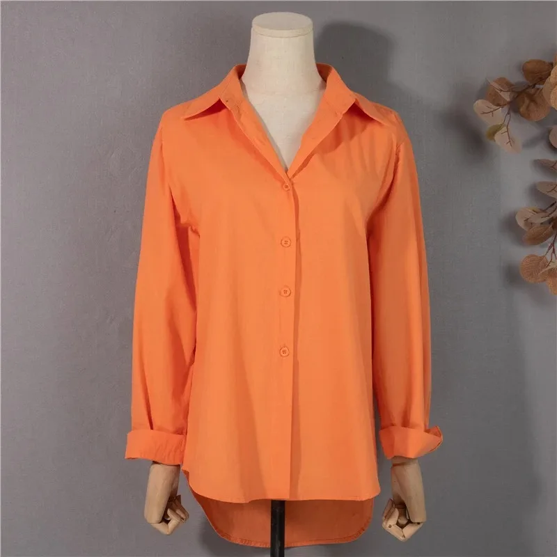 Spring and Autumn Women's New Single-breasted Loose and Elegant Blouse Casual Long-sleeved Top 16695