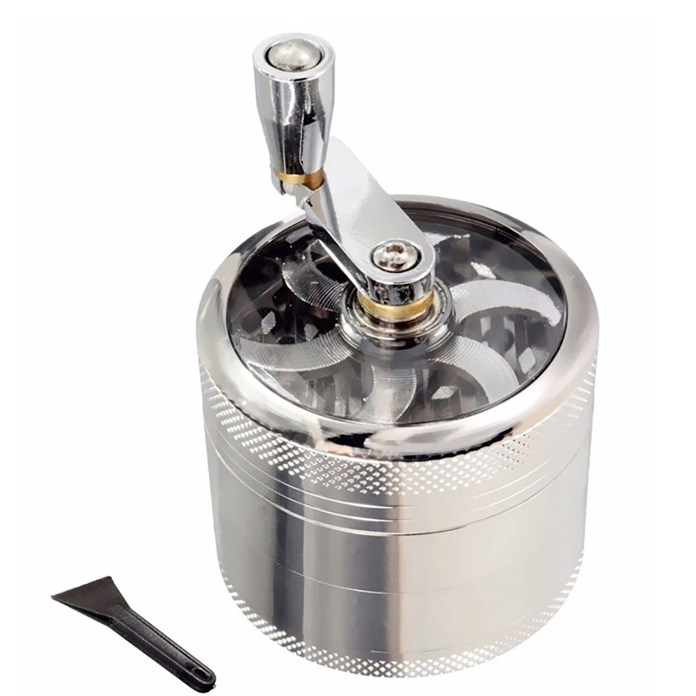 55mm Herb Grinder Hand-cranked Tobacco Crusher Durable Zinc Alloy Spice Mills with Sharp Razor for Smoker Smoking Accessories 3