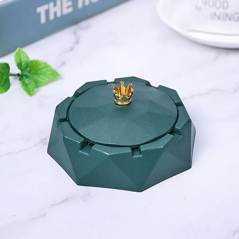 New Round Stainless Steel Ashtray Windproof Ashtrays with Rotating Lid for Home Garden Outdoor Indoor Smoking Accessory