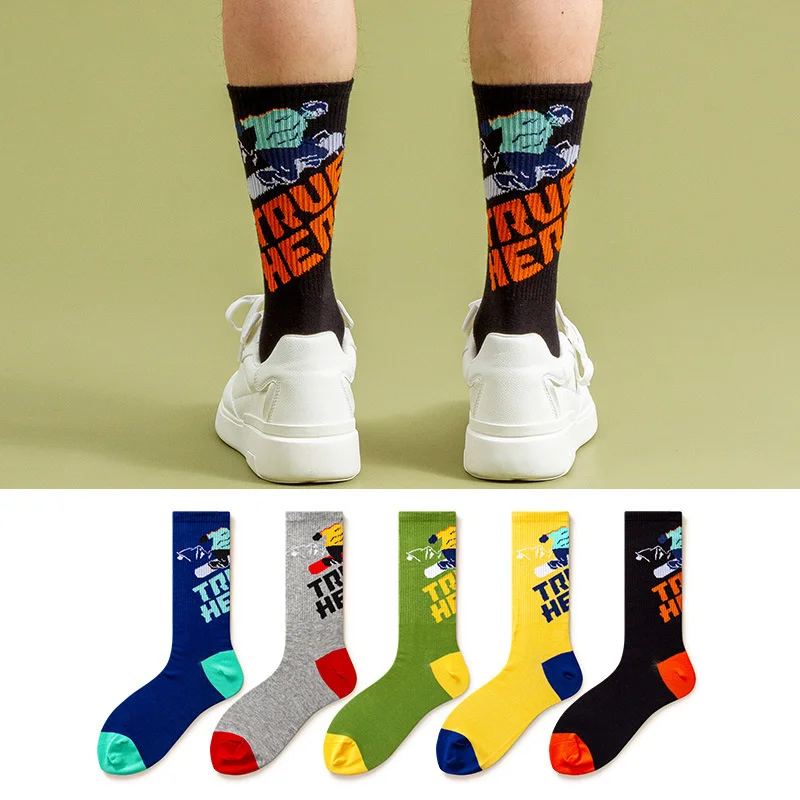 

10pairs/lots Skateboard Personality Funny Letter-block Printing Casual Hip Hop Fashion Sock Creative Streetwear Gift Socks