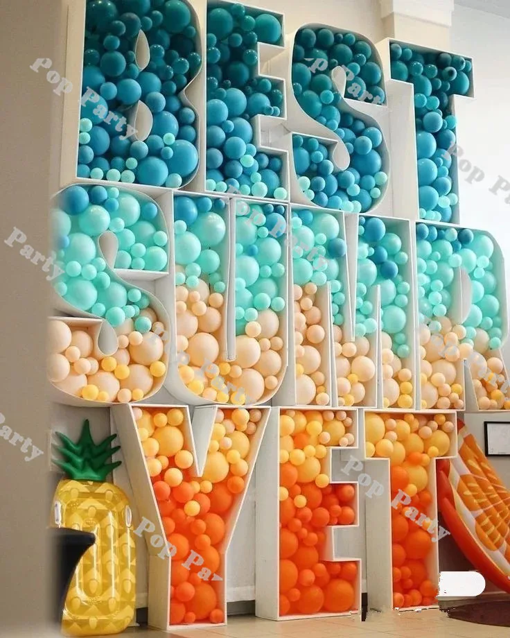 Pre-Cut Balloon Mosaic Template A-Z Ballon Letter Frame Baby Shower Gender Reveal Background Anniversary Mosaic Letter Filling Box