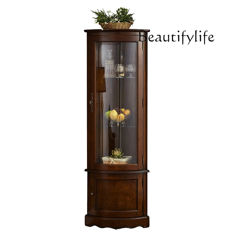 

Solid Wood Living Room Fan-Shaped Corner Kitchen Change Household Multi-Functional Corner Display Dining Room Glass