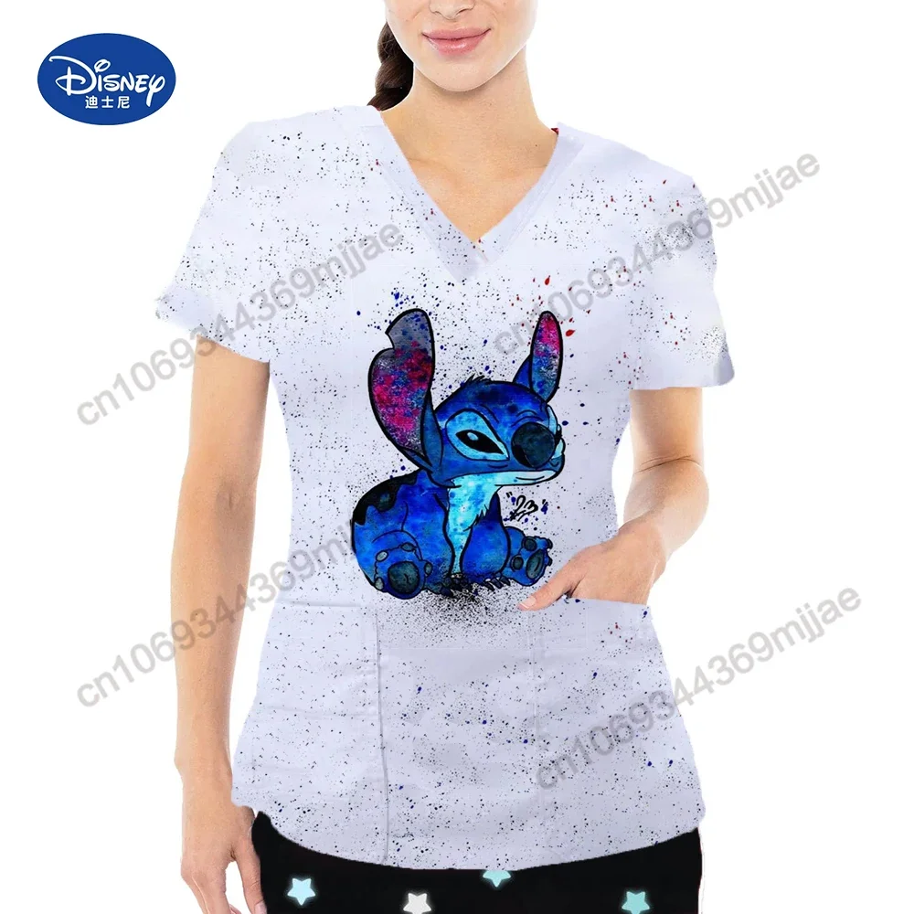 

Женская летняя одежда, бесплатная доставка, одежда с карманами для женщин 2024, женские футболки с коротким рукавом и V-образным вырезом, футболка с мультяшным дизайном