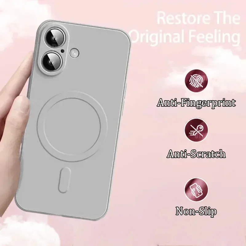 Luxury Magnetic Liquid Silicone Soft Phone Case with Wireless Charging Compatibility