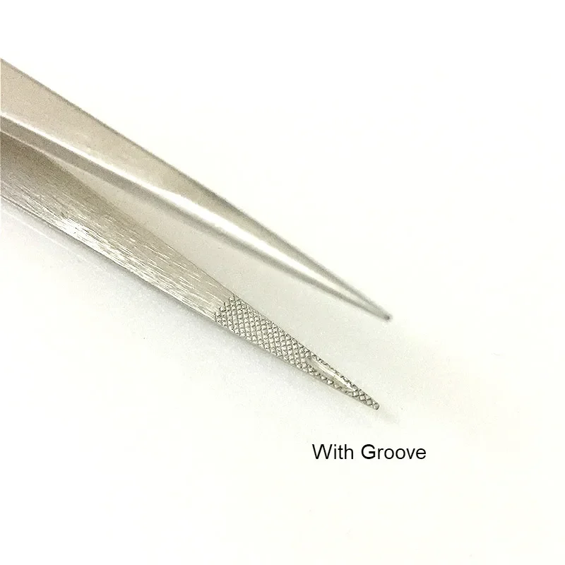 Gem Diamond Stone Tweezers Non-slip Stainless Steel Locking High Elasticity Jewelry Tweezer Anti-skid Tools With Groove