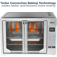 Convection Oven, 8-in-1 Countertop Toaster Oven, XL Fits 2 16" Pizzas, Stainless Steel French Door 2