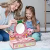 Girls Makeup Vanity Set Children Vanity Hair Salon Toy Simulation Makeup Table With Mirror Princess Makeup Pretend Toy For Girls 5