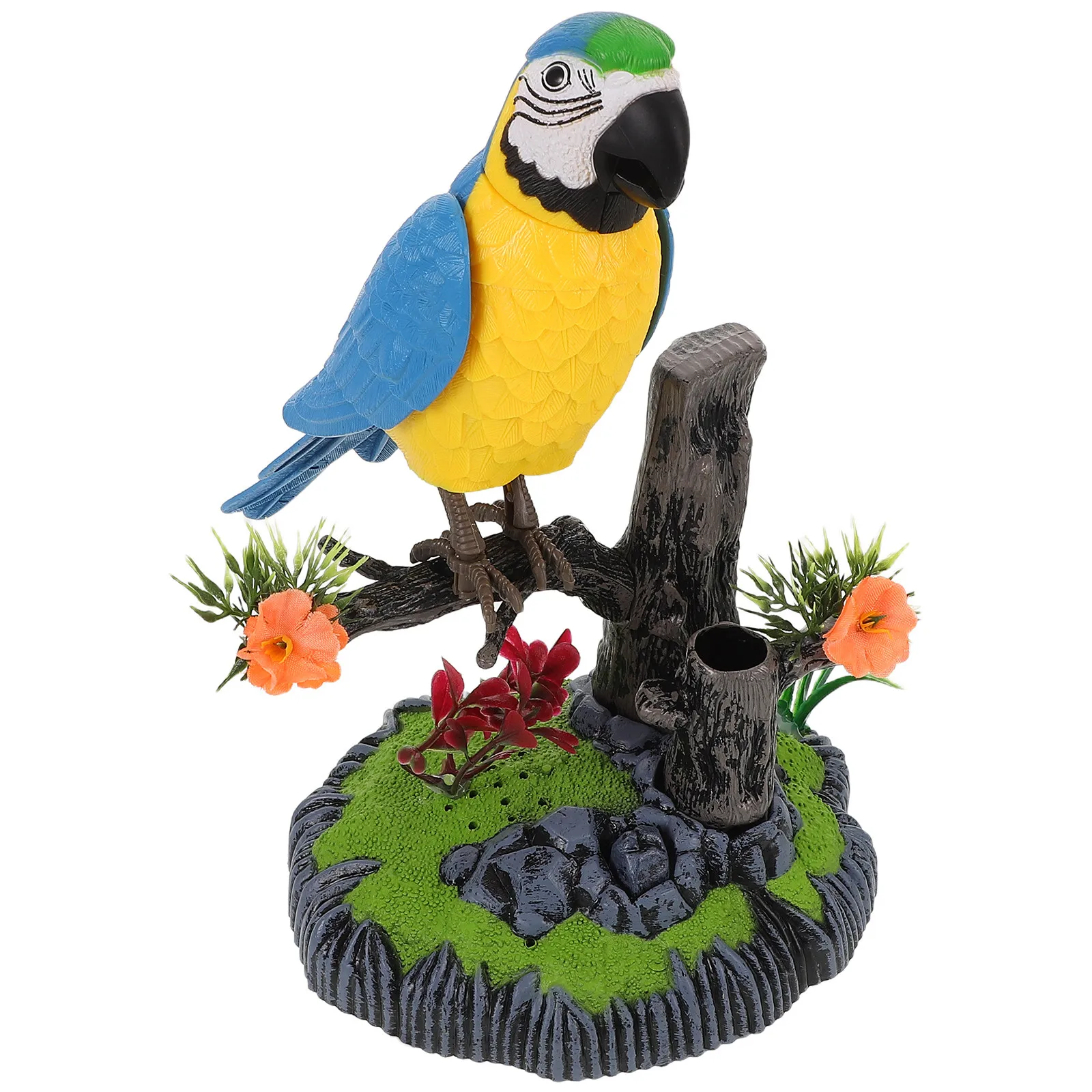 로봇 새 전기 삑삑이 소리 시뮬레이션 앵무새 음성 센서 활성화된 날개짓는 새 ..