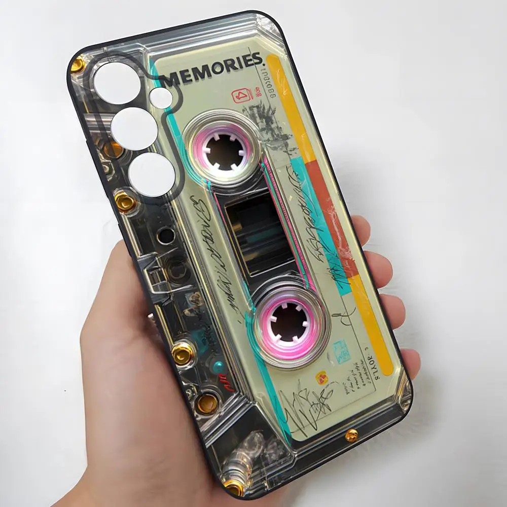 Retro Magnetic Radio Tape Cassette Phone Case with Glass Cover