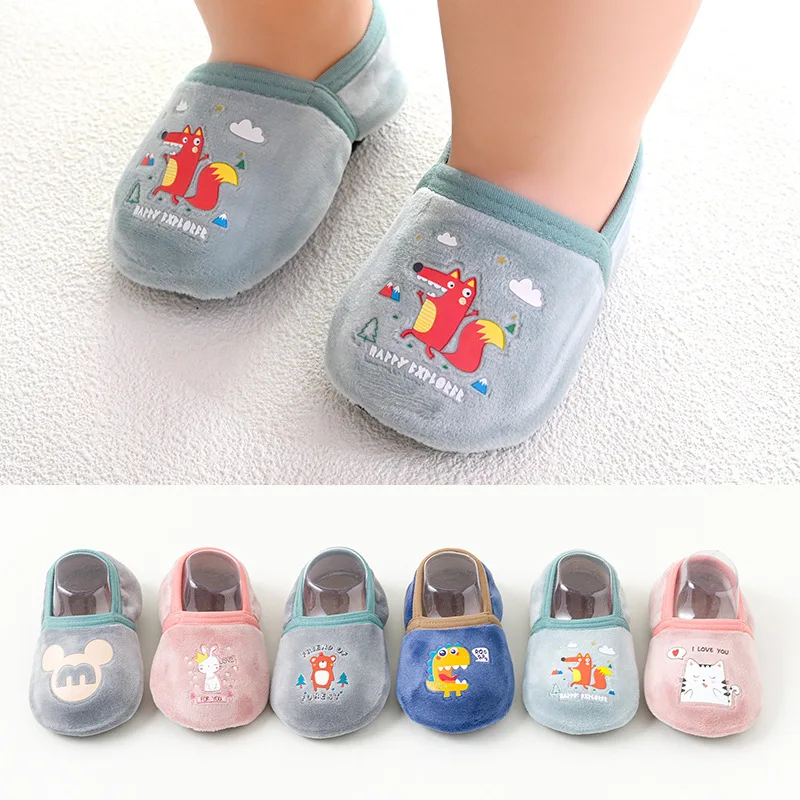 

Women Slippers Winter Baby Anti-Slip Short Socks Animal Pattern Walker Shoes For Newborns Boy Girl Cotton Thick Warm Floor Socks