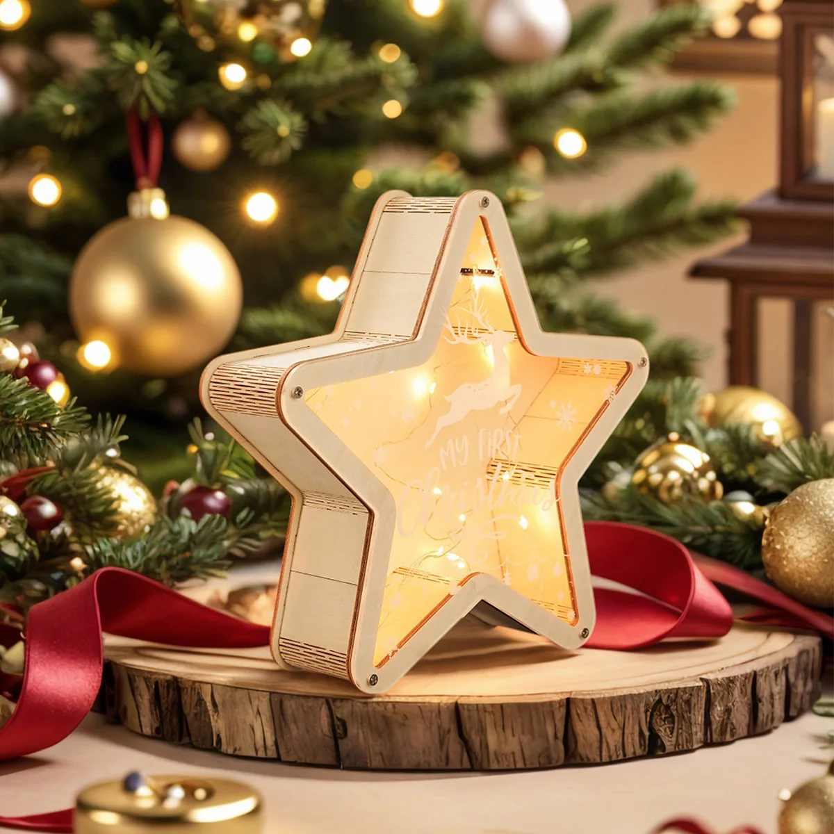 1PC, five-pointed star-shaped Christmas deer money box, Christmas decoration, suitable for Christmas decorative items and gifts