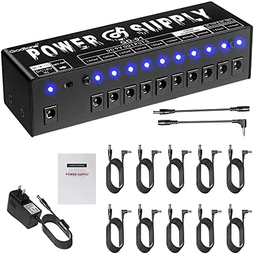 

Guitar Effect Pedal Power Supply 10 DC Outputs Suitable for 9V/12V/18V Pedals with Short Circuit/Overcurrent Protection Separate