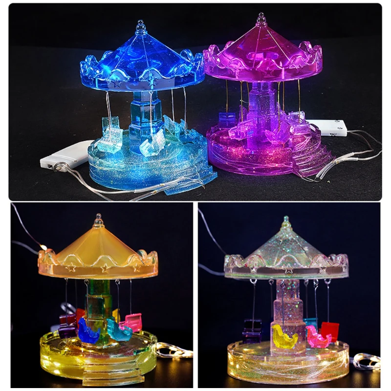 DIY Resin Mold 3D Carousel Horse Rotating Music Box Silicone Resin Epoxy Casting Mould Jewelry Box for DIY Craft Home Ornament