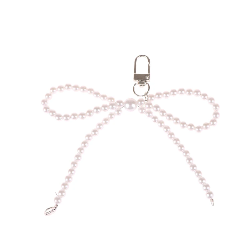 

Fashion Bag Pendant Ins Korean Simple Pearl Bow Keychain Aesthetic Phone Straps Keyring Backpack Hanging Decoration