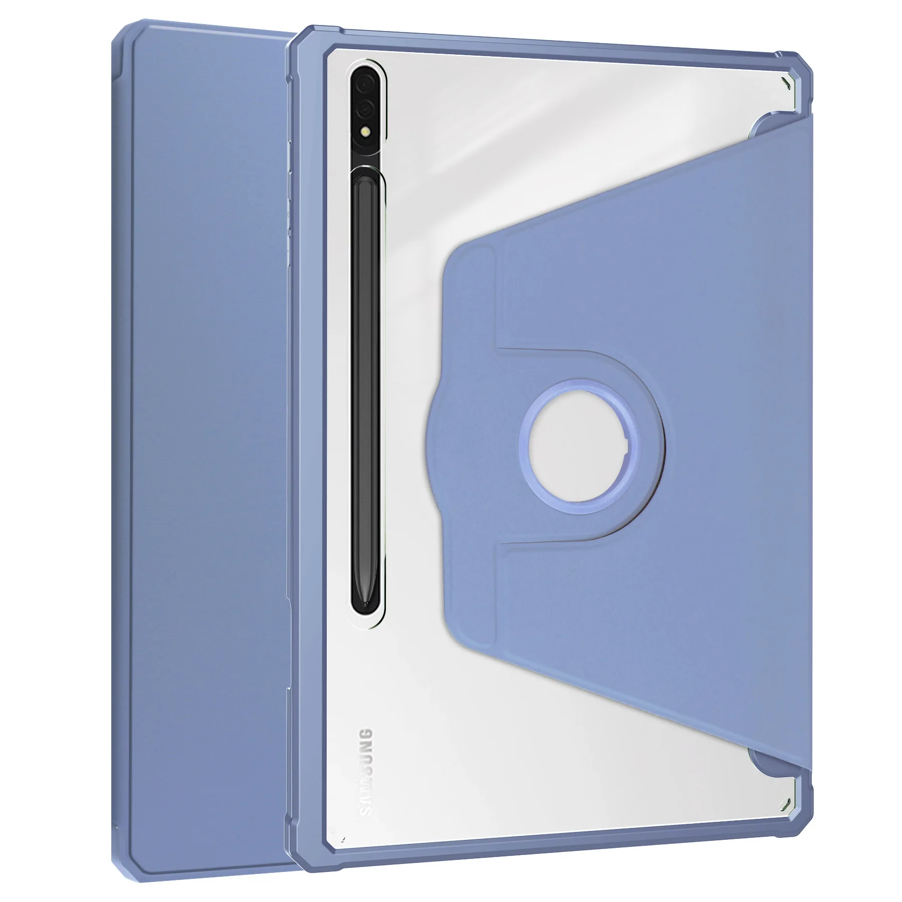 Premium Leather Tablet Case with 360° Rotation Stand and Clear Crystal Design