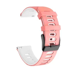 Enhanced Sport Silicone Watch Band Strap - 22mm Wristband Bracelet for 22mm (Pink White)