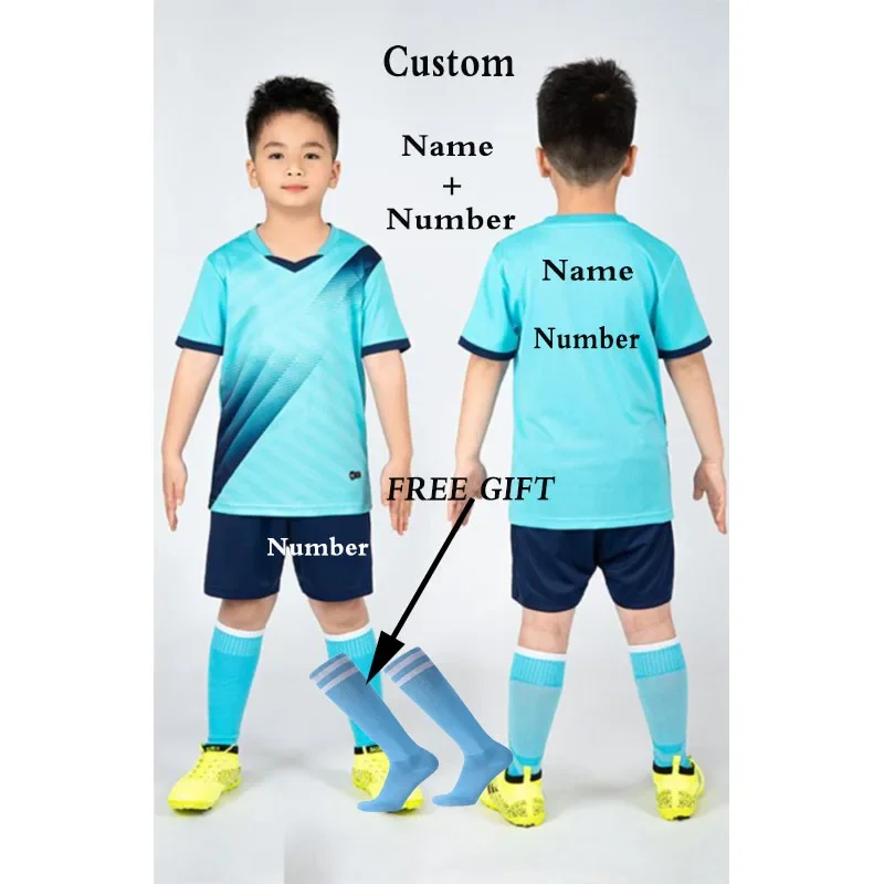 thumbnail image 1 of Camiseta de fútbol para niños personalizada, conjunto de camiseta de fútbol para niño, uniforme de fútbol de poliéster, uniforme de fútbol transpirable para niños, 1 of 5