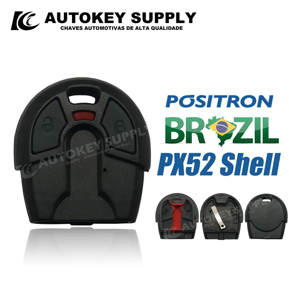 AutokeySupply AKBPS117 / AKBPS118 Brazil Positron Flex (PX52) 2 Buttons shell red with hold For Fiat car key shell key shell