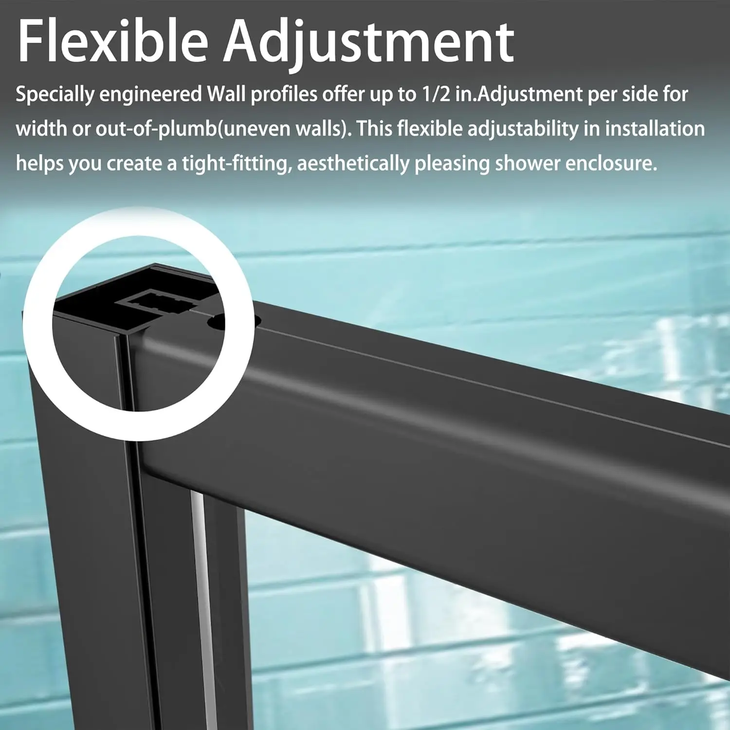 44-48" W x 71" H Piovt Swing Glass Shower Door,Pivot Semi-Frameless Glass Shower Door Matte Black Finish Shower Doors 5