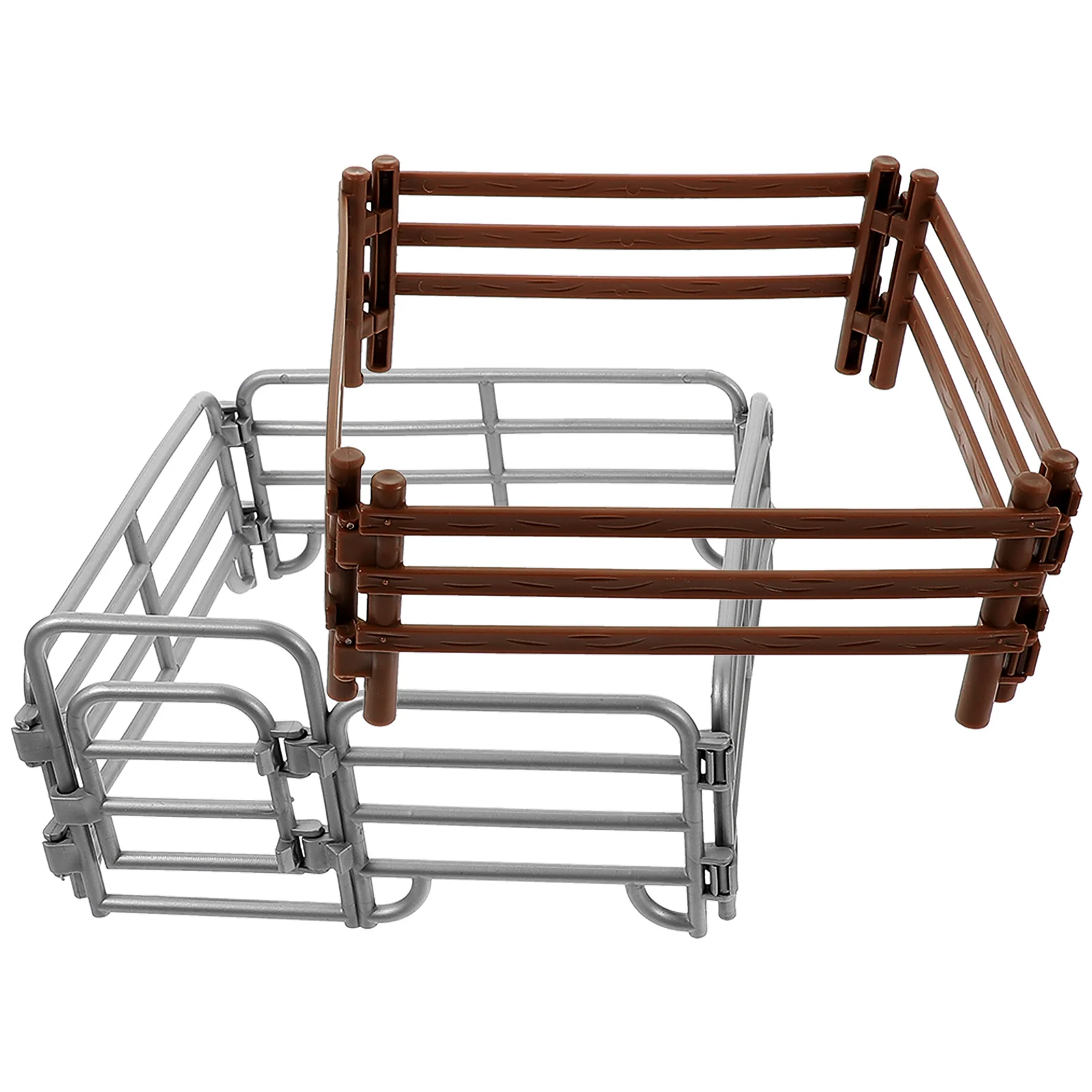 

2 Pcs Animal Enclosure Toys Fake Fence Cake Decorations Simulated Mini Dollhouse Accessories Adornment The Farm