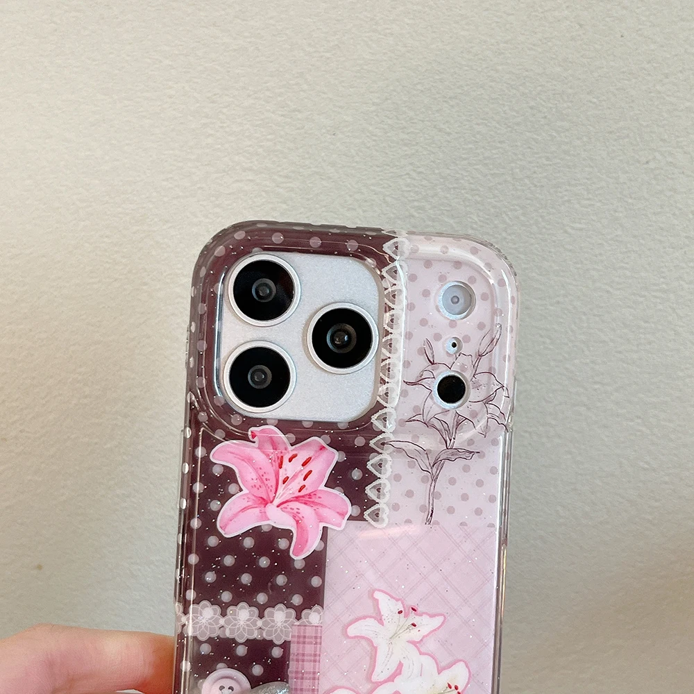 Lace Trim Girly Vintage Floral Polka Dot Phone Case